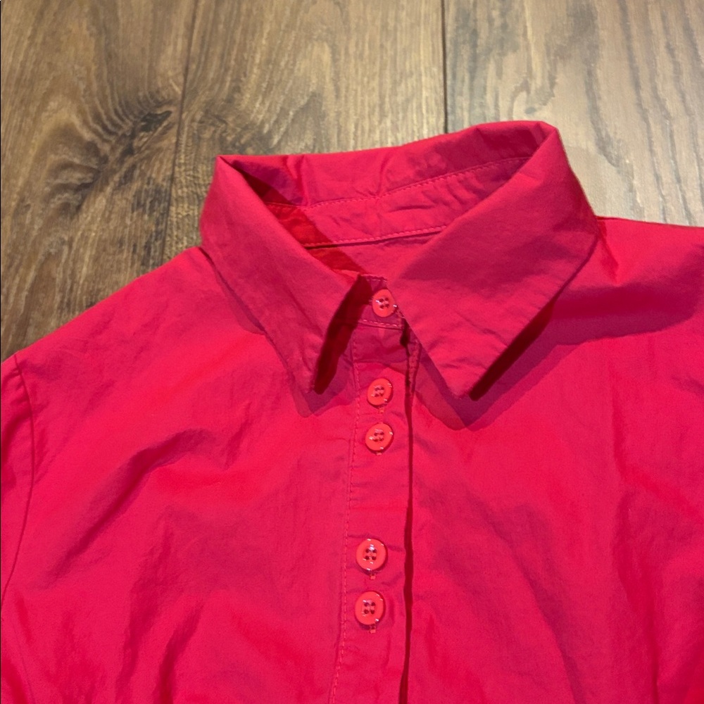 Red Button-Up Women's Top - Picture 3 of 8